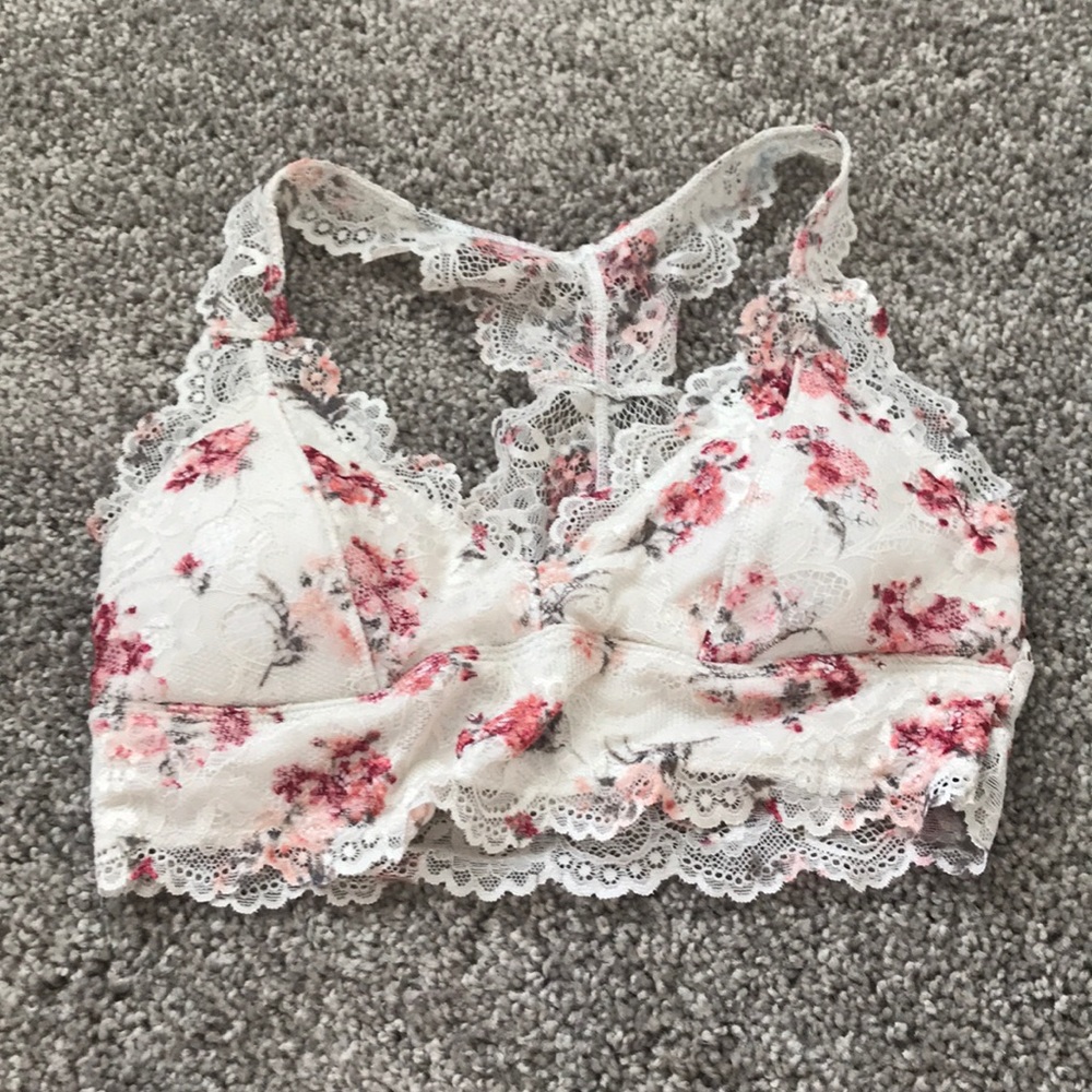 Lace floral racer back bralette Small